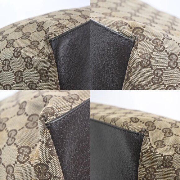 GUCCI GG Logo Sherry Line Shoulder Hand Bag Canvas Leather Beige Italy 67KC204 - Picture 14 of 16
